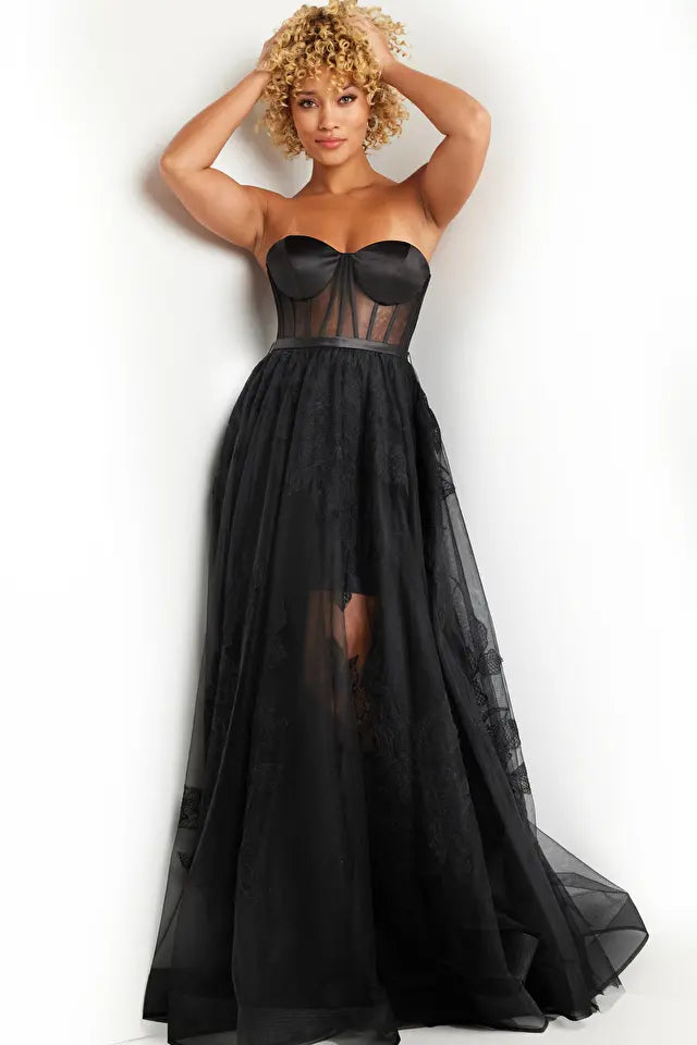 Tall Black Lace Bust Detail Maxi Dress