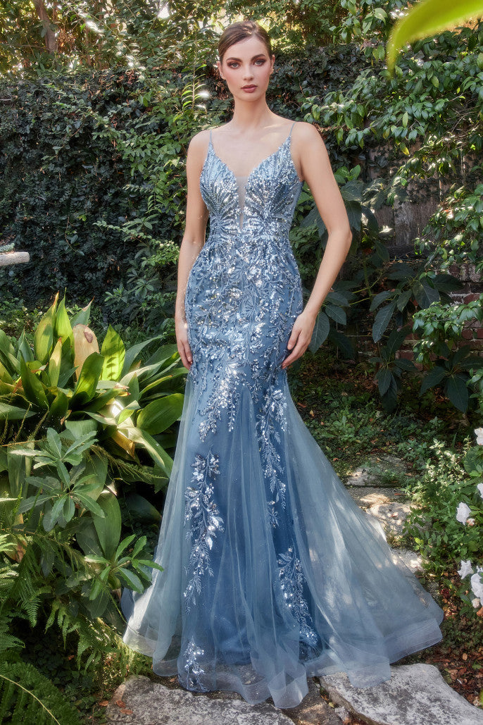 Andrea & Leo - A1118 - Fitted Mermaid Gown With Beaded Lace