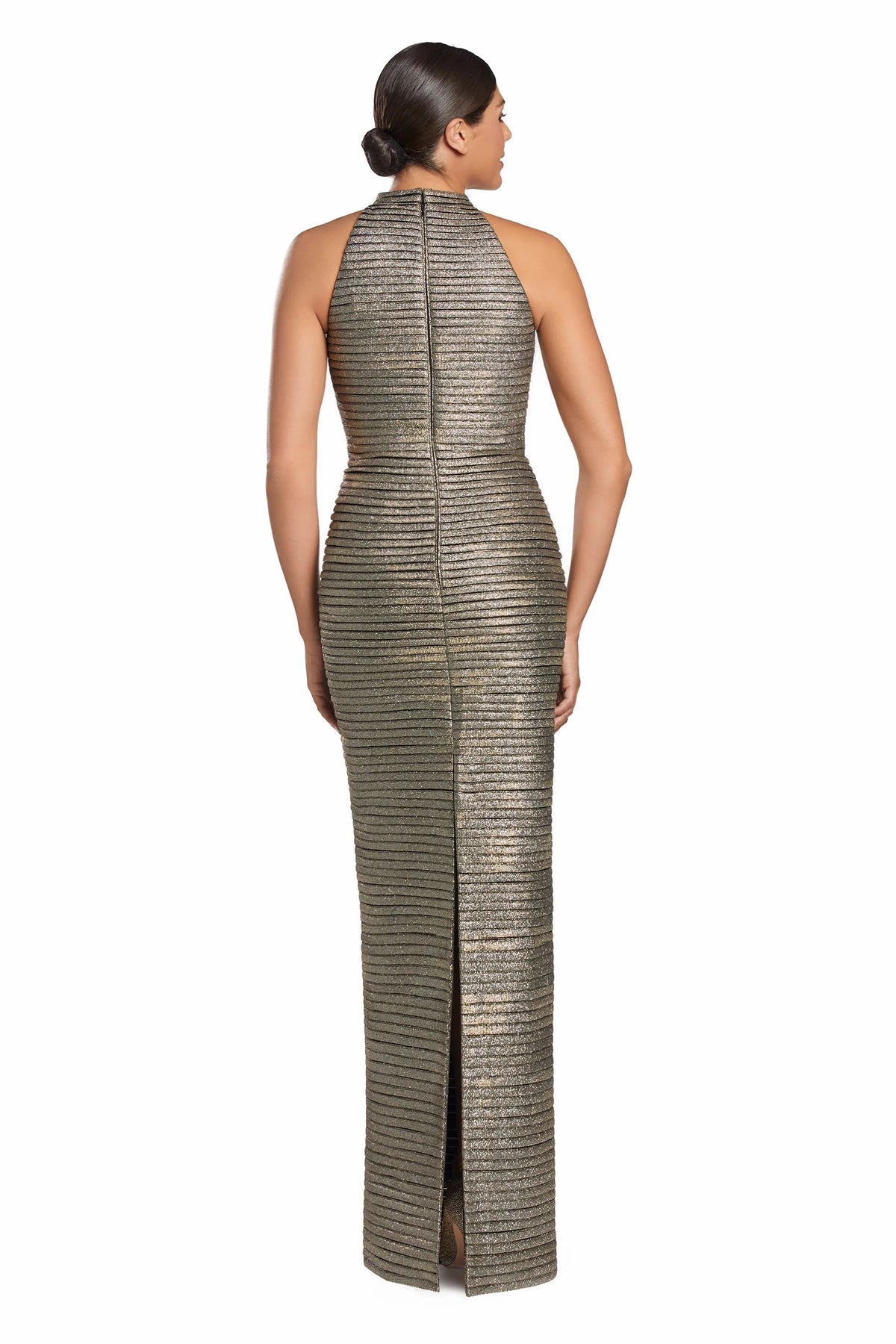 Alexander By Daymor - 2065 - Metallic High-Neck Column Gown