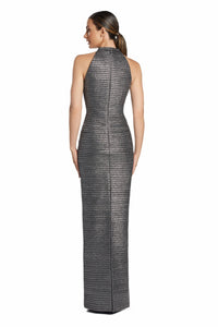 Alexander By Daymor - 2065 - Metallic High-Neck Column Gown