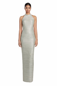 Alexander By Daymor - 2065 - Metallic High-Neck Column Gown