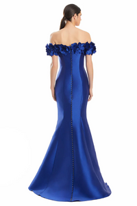 Back view of Alexander by Daymor Style 1991 evening gown in royal blue.