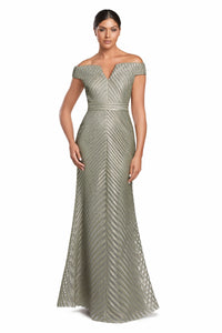 Alexander By Daymor - 2076 - Off-Shoulder Metallic Gown