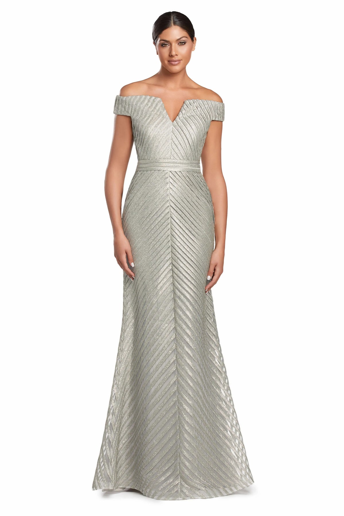 Alexander By Daymor - 2076 - Off-Shoulder Metallic Gown