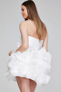 Jovani - 40334 - Strapless Organza Rosette Ruffled Cocktail Dress