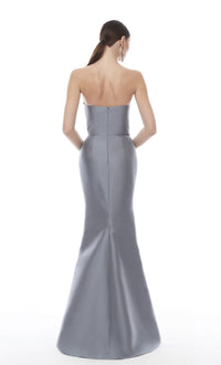 Audrey+Brooks 4310 Strapless Gown - A luxurious strapless gown featuring a basket weave bodice with crystal embellishments and a peplum bow at the waist, perfect for evening formals and as an elegant choice for the mother of the bride or groom.