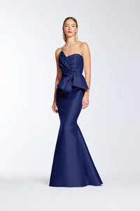 Frascara 4412 Strapless Gown - A strapless gown featuring a draped bodice with a peplum bow at the waist and a fit and flare silhouette, perfect for evening formals and as an elegant choice for the mother of the bride or groom.