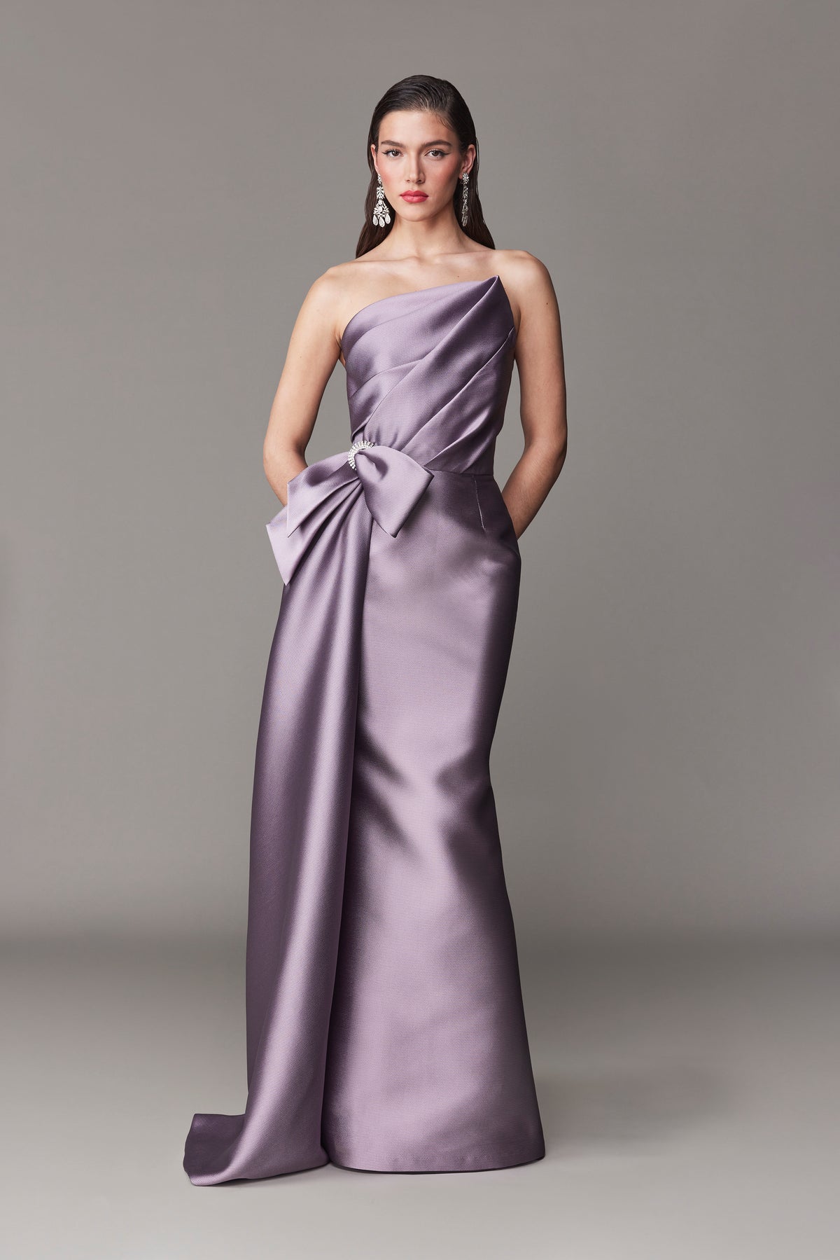 Frascara 4726 Strapless Gown - A strapless gown featuring asymmetrical draping and a side train, fit and flare skirt silhouette, perfect for formal evening events and as an elegant choice for the mother of the bride or groom.