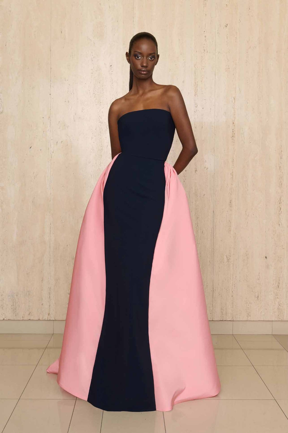 Greta Constantine - Jiraya: Strapless Silk Overskirt Gown