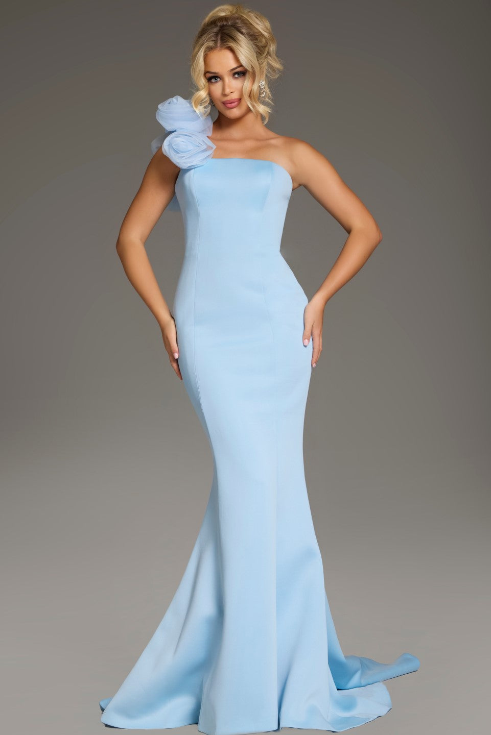 Jovani 40201 One-Shoulder Mermaid Gown with Floral Detail - Sophisticated one-shoulder design, mermaid silhouette, and feminine floral accent, perfect for formal evenings and Mother of the Bride or Groom.