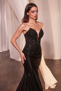 Ladivine - CDS465 - Strapless Iridescent Shine Satin Prom Dress