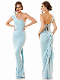 Nicole Bakti - 332L - Asymmetrical Ruffle Evening Gown