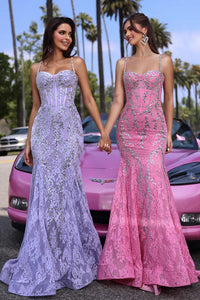 Portia & Scarlett PS25150 Sequinned Lace Mermaid Gown featuring intricate lace, sequin embellishments, sweetheart neckline, and mermaid silhouette for prom or formal evening events.