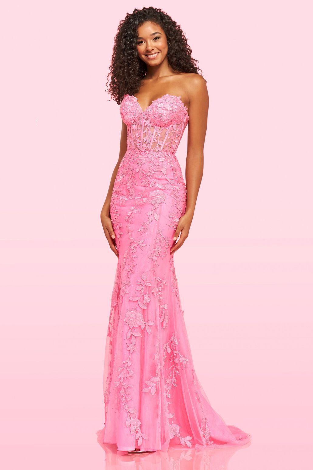 Sherri Hill Strapless Lace Corset Gown 55419 – Terry Costa