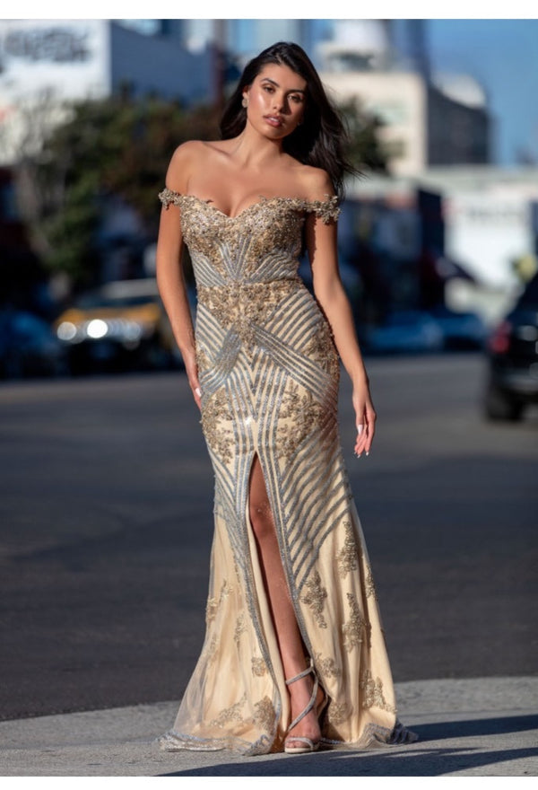 Terani Couture 232GL1436 - Beaded Sleeveless Evening Dress