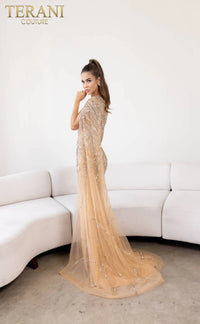 Terani - 241GL2634: One Shoulder Crystal Embellished Evening Dress