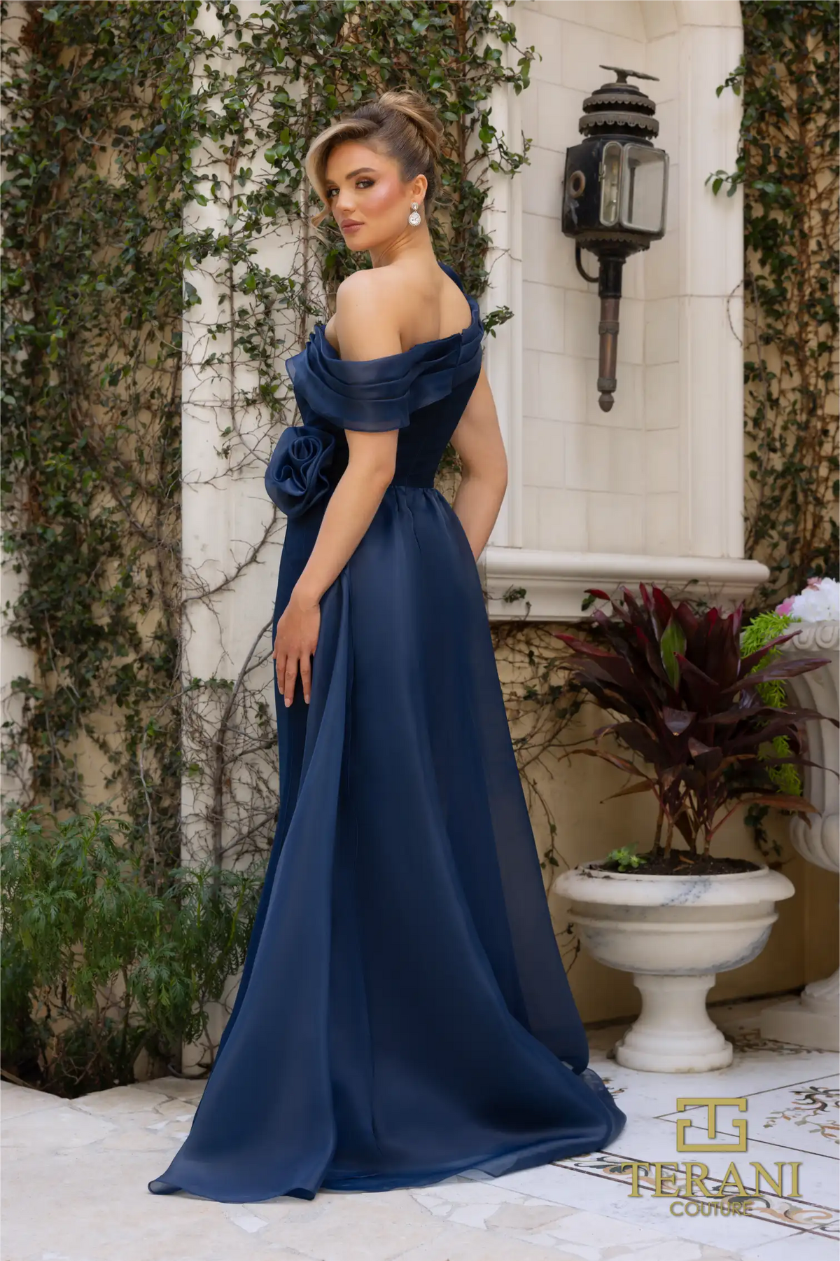 Terani Couture - 242M3342 - Asymmetric Off-Shoulder Gown