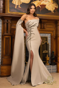 Terani - 242M3311 - One Shoulder Front Slit Trumpet Dress