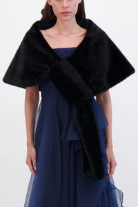 Theia 8890008 Fur-Free Mink Stole - A luxurious, cruelty-free wrap-around accessory for formal eveningwear.