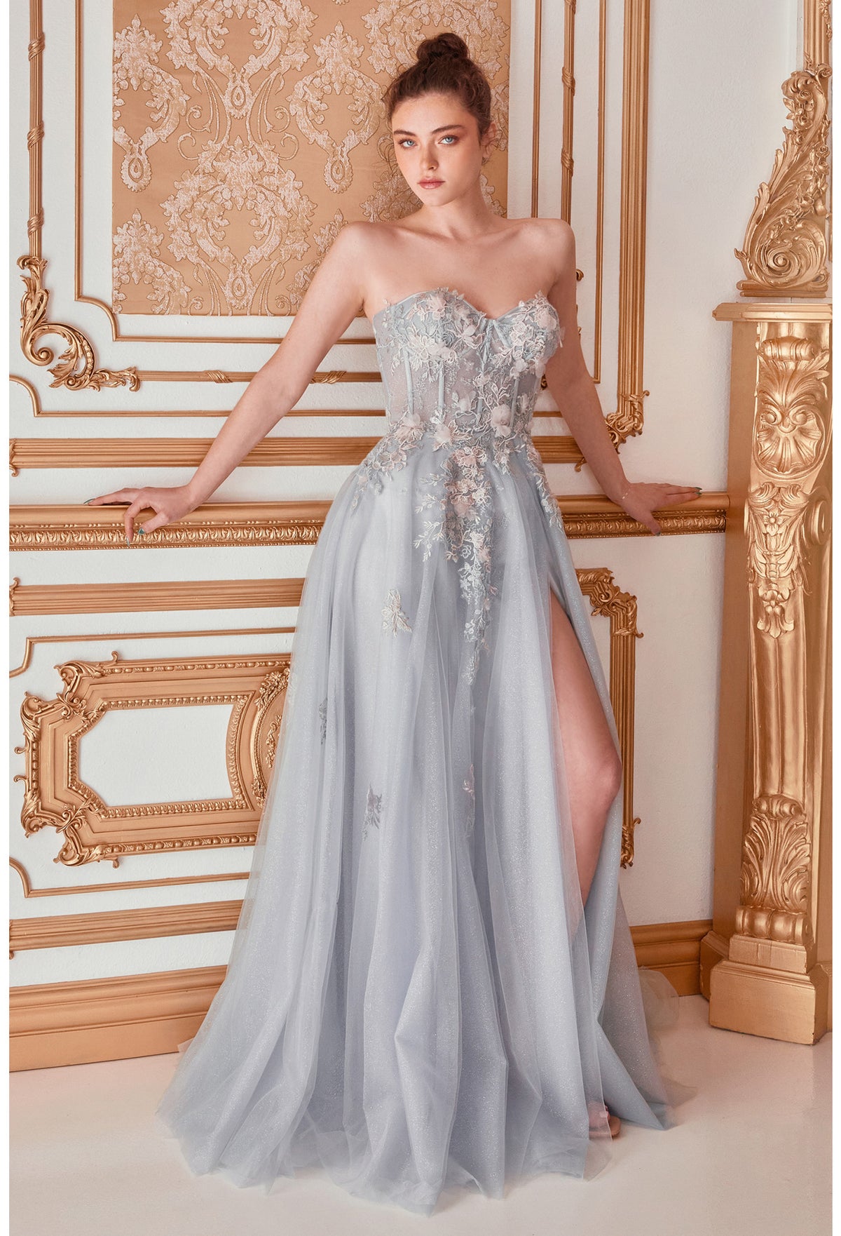 Tulle Corset A-Line Slit Gown Andrea & Leo Couture - A1057 Megara