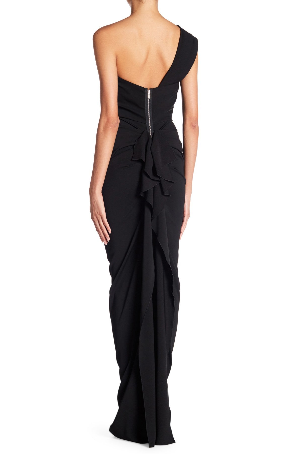 Nicole Bakti - 332L - Asymmetrical Ruffle Evening Gown