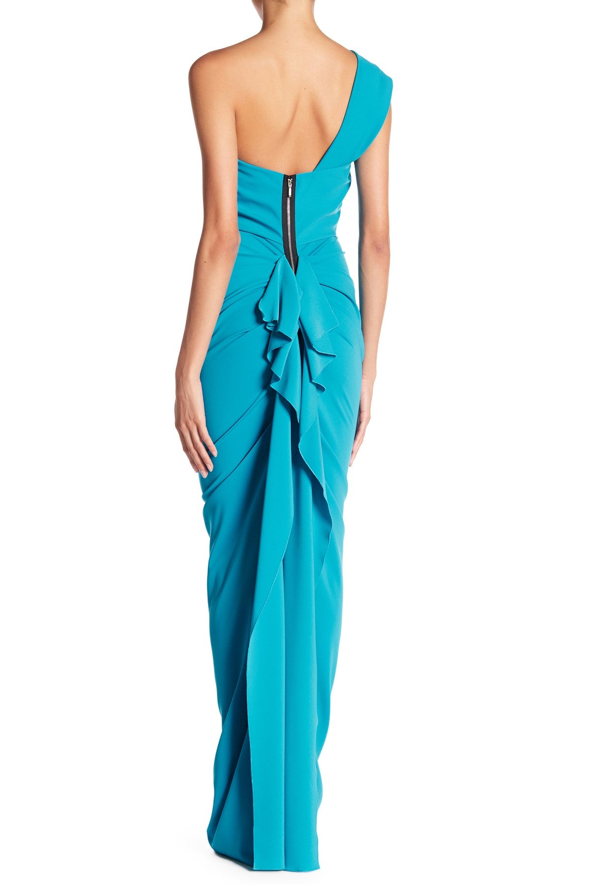 Nicole Bakti - 332L - Asymmetrical Ruffle Evening Gown