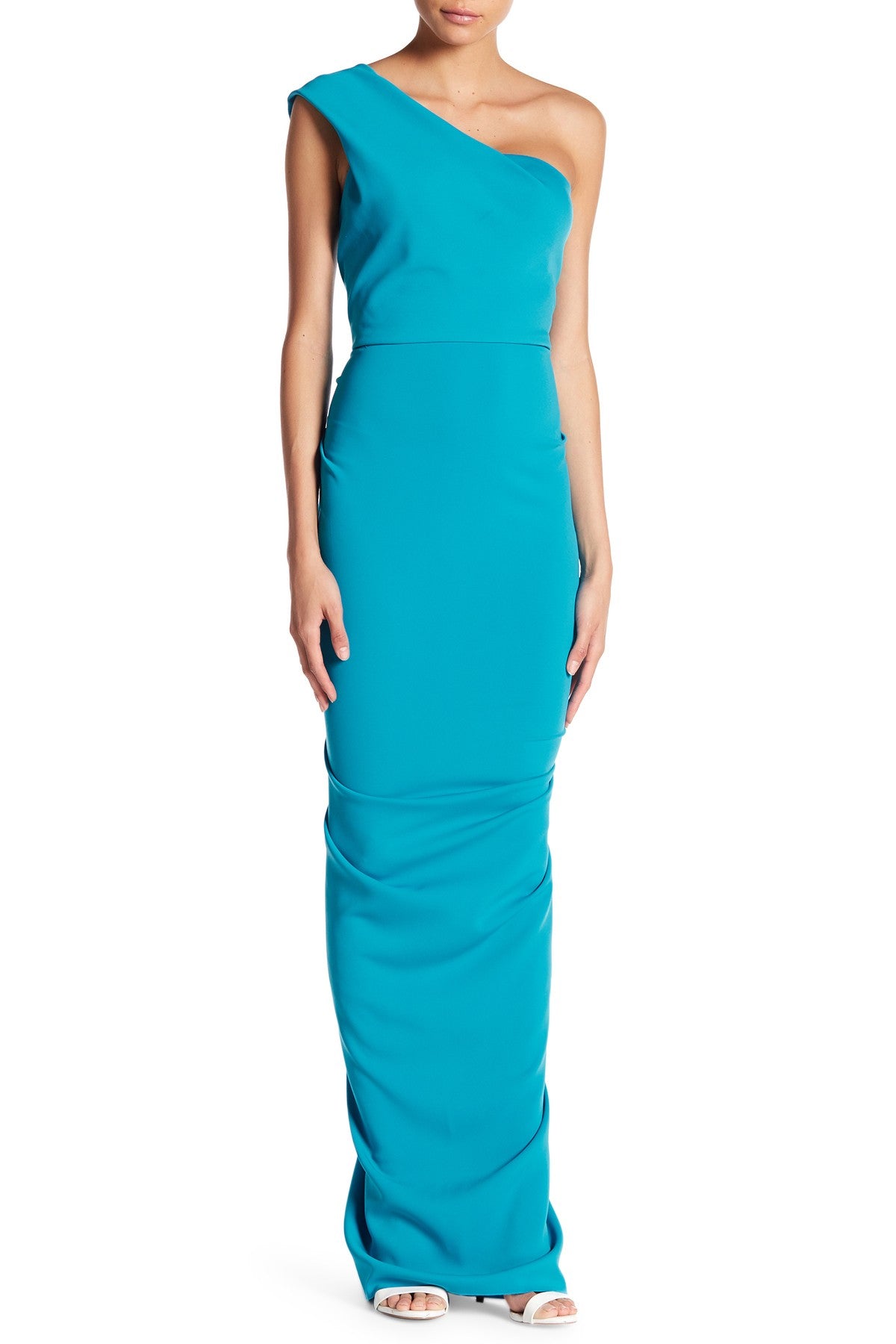 Nicole Bakti - 332L - Asymmetrical Ruffle Evening Gown