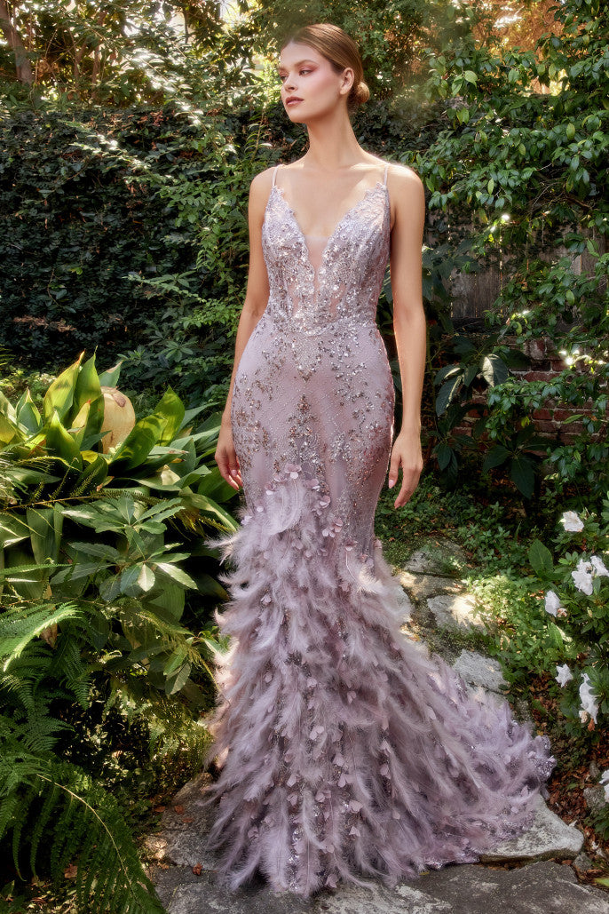 Andrea & Leo - A1116 - Feather Mermaid Gown